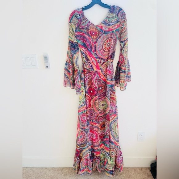 Alexis Pink multicolor geometric Charisma Mystic printed Maxi dress S NWT - Picture 11 of 13